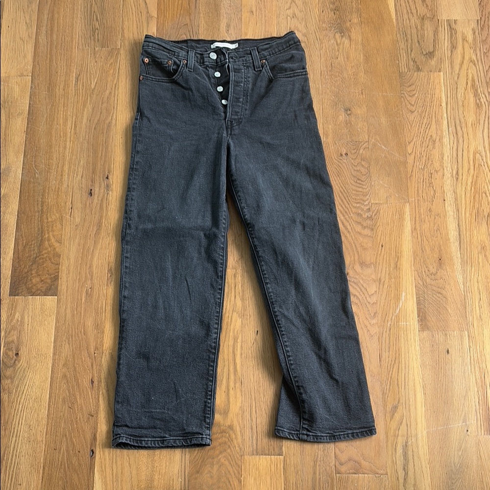 Black Button-Fly Jeans